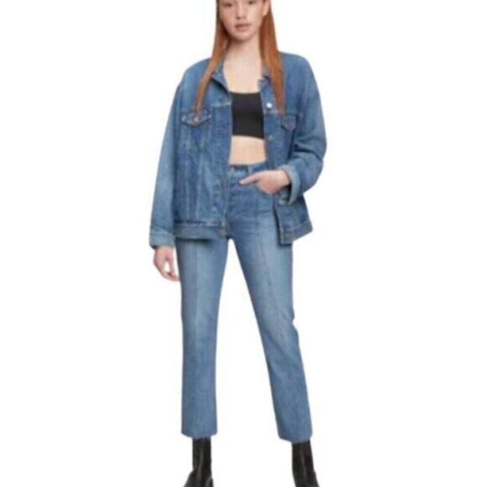 NWOT GAP High Rise Cheeky Straight Jeans with Washwell Cropped Front Seam 10T